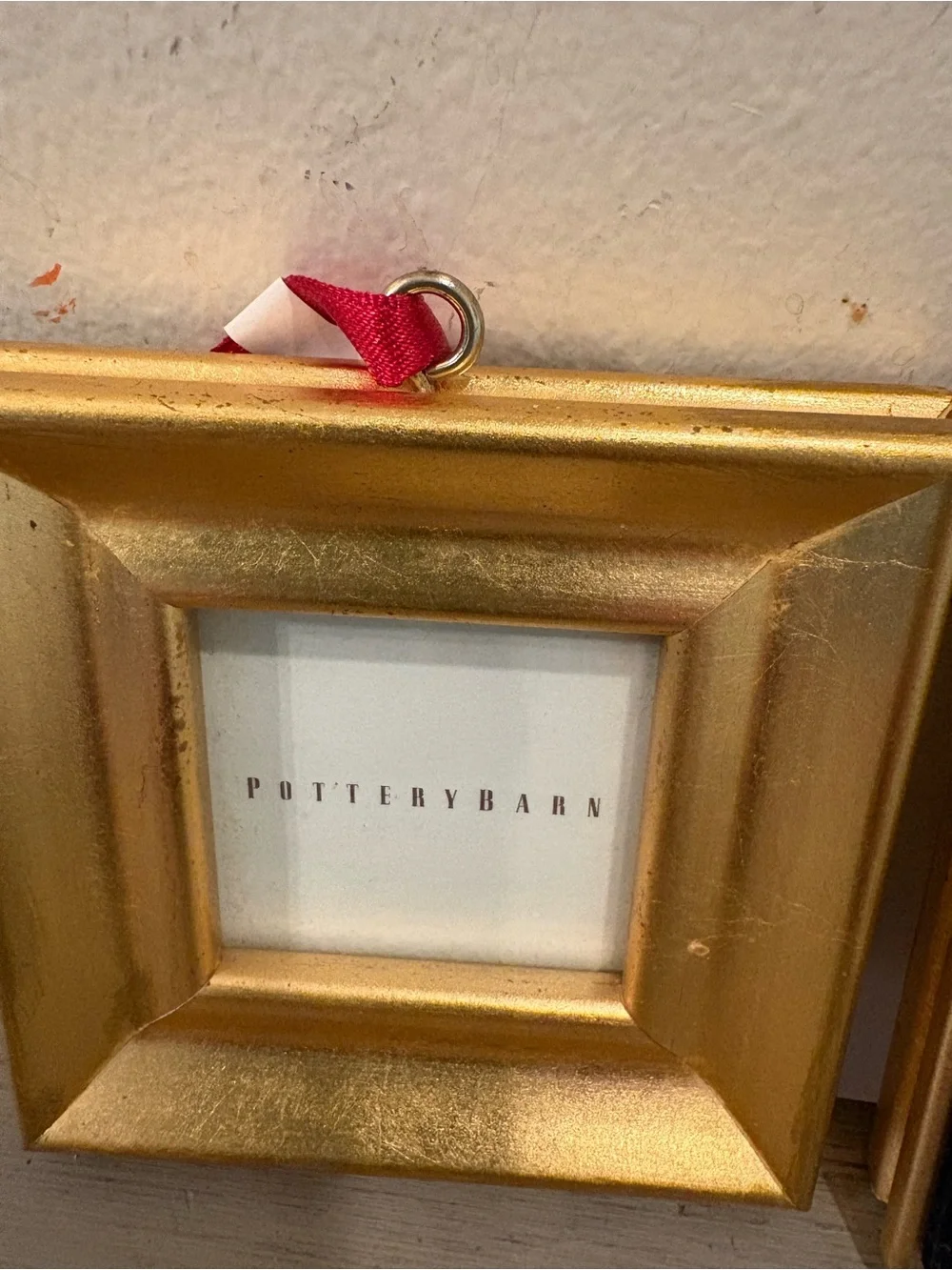 Three Small VTG Pottery Barn Square Gold Hanging Picture Frames
